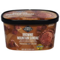 First Street Ice Cream, Premium, Brownie Mountain Sundae - 48 Fluid ounce