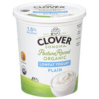 Clover Sonoma Yogurt, Lowfat, 1.5% Milkfat, Plain, Organic - 32 Ounce