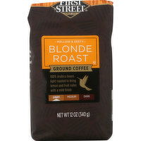 First Street Coffee, Ground, Light, Blonde Roast - 12 Ounce