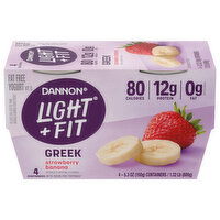 Dannon Yogurt, Fat Free, Strawberry Banana, Greek - 4 Each