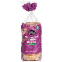 First Street Bagels, Cinnamon Raisin, Pre-Sliced, 18 Ounce