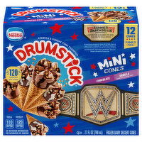 Drumstick Chocolate/Vanilla Mini Frozen Dairy Dessert Cones Family Pack - 12 Each