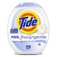 Tide Tide PODS Free & Gentle laundry detergent, 112 ct, Trusted, gentle laundry detergent pods, 100% free of irritating residues: no added dyes and perfumes - 112 Each