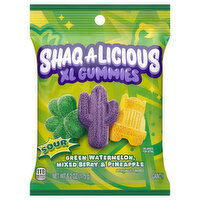 Shaq-A-Licious Candy, Green Watermelon, Mixed Berry & Pineapple, XL Gummies - 6.2 Ounce