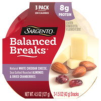 Sargento White Cheddar Cheese/Almonds & Dried Cranberries Balanced Breaks - 3 Each