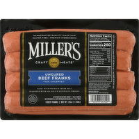 Miller's Beef Franks, Uncured, 28 Ounce