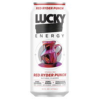 Lucky Energy Sparkling Red Ryder Punch Energy Drink - 16 Ounce