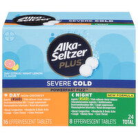 Alka-Seltzer Plus Severe Cold, Effervescent Tablets, Day Citrus/Night Lemon Flavor - 24 Each