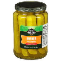 First Street Pickles, Dill Spears, Kosher, Fresh Pack - 24 Fluid ounce