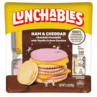 Lunchables Cracker Stackers, with Vanilla Creme Cookies, Ham & Cheddar, 3.5 Ounce