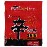 Nongshim Noodles Soup, Shin, Gourmet Spicy, Family Pack - 4.23 Ounce