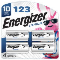 Energizer Batteries, Lithium, 123 - 4 Each