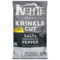 Kettle Brand Potato Chips, Salt & Fresh Ground Pepper, Krinkle Cut - 7.5 Ounce