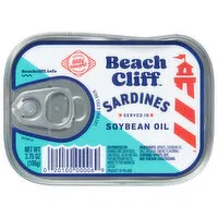 Beach Cliff Sardines, Soybean Oil - 3.75 Ounce