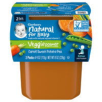 Gerber Carrot Sweet Potato Pea, Veggie Power, Sitter 2nd Foods, 2 Pack, 8 Ounce