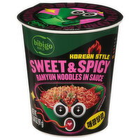 Bibigo Korean Style Sweet & Spicy Ramyun Noodles in Sauce - 3.43 Ounce