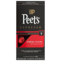 Peet's Coffee, 100% Arabica, Espresso, Medium Roast, Crema Scura, Aluminum Capsules - 10 Each