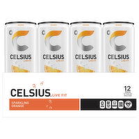 Celsius Energy Drink, Orange, Sparkling - 12 Each