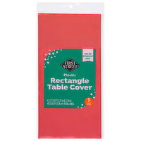 First Street Table Cover, Rectangle, Plastic, Red, 1 Each