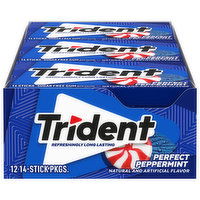 Trident Gum, Sugar Free, Perfect Peppermint, 12 Each