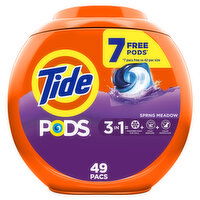 Tide PODS Liquid Laundry Detergent Pacs, Spring Meadow Scent - 49 Each
