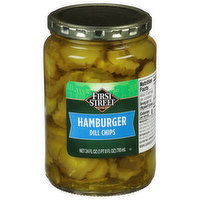 First Street Pickles, Dill Chips, Hamburger - 24 Fluid ounce