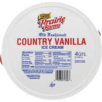 Prairie Farms Ice Cream, Country Vanilla, Old Fashioned - 4 Quart