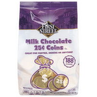 First Street Milk Chocolate, 25 Cent Coins, 188 Each