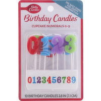 Betty Crocker Birthday Candles, Cupcake Numeral 0-9, 2.8 Inch - 10 Each