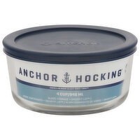 4 Cup Food Storage Round w/ Navy SnugFit Lid - 1 Each