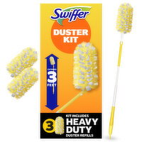 Swiffer Duster Kit with 3 ft Extendable Handle, Heavy Duty Starter Kit with 3 Refills - 1 Each