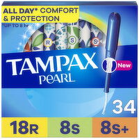 Tampax Pearl Tampons Multipack with LeakGuard Braid, Regular/Super/Super Plus - 34 Each