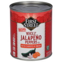 First Street Jalapeno Peppers, Whole, Hot - 28 Ounce