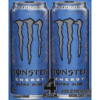 Monster Energy Drink, Ultra Blue, 4 Pack - 4 Each