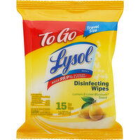 Lysol Disinfecting Wipes, Lemon & Lime Blossom Scent, To Go, 15 Each