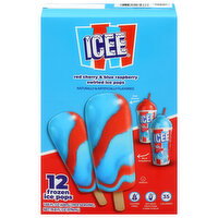 Icee Swirled Red Cherry & Blue Raspberry Ice Pops - 12 Each