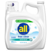 All Detergent, Odor Relief, Free Clear, 141 Ounce