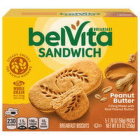 belVita belVita Breakfast Sandwich Peanut Butter Breakfast Biscuits, 5 Packs (2 Sandwiches Per Pack) - 5 Each