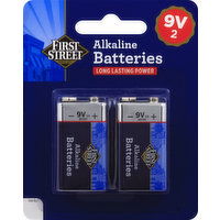 FIRST STREET Batteries, Alkaline, 9V - 2 Each