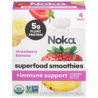 Noka Superfood Smoothie, +Immune Support, Strawberry Banana, 4 Pack