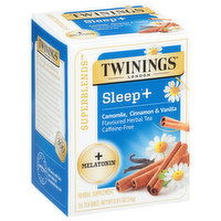 Twinings Herbal Tea, Sleep +, Caffeine-Free, Camomile, Cinnamon & Vanilla Flavoured, Bags - 0.85 Ounce