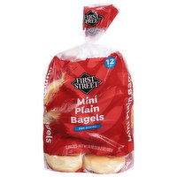 First Street Bagels, Plain, Mini, Pre-Sliced - 12 Each