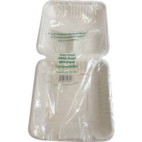 9x9 3c Molded Fiber Hinged Container - 50 Each