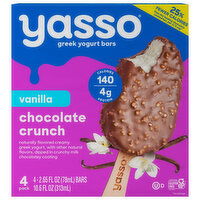 Yasso Yogurt Bars, Greek, Chocolate Crunch, Vanilla, 4 Pack - 4 Each