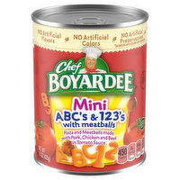 Chef Boyardee Pasta & Meatballs, ABC's & 123's, Mini - 15 Ounce