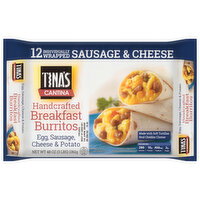 Tina's Breakfast Burrito, Handcrafted, Egg, Sausage & Cheddar Cheese