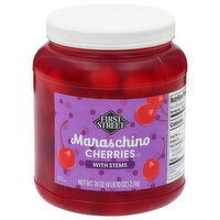 First Street Maraschino Cherries with Stems - 74 Ounce