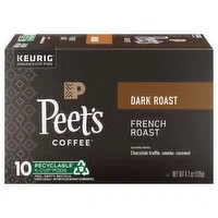 Peet's Coffee Coffee, Dark Roast, French Roast, K-Cup Pods, 10 Each