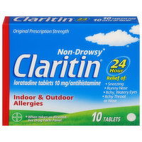 Claritin Indoor & Outdoor Allergies, Non-Drowsy, 10 mg, Tablets - 10 Each