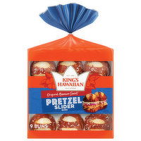 King's Hawaiian Buns, Pretzel Slider, Original Hawaiian Sweet - 9 Each